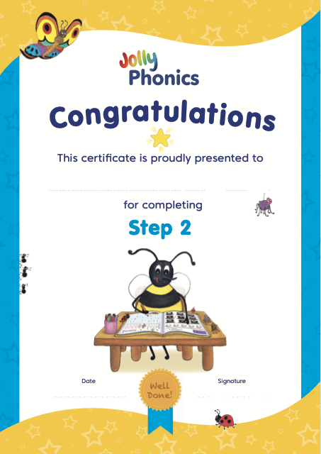 Step 2 - Jolly Phonics Certificates (Colour)